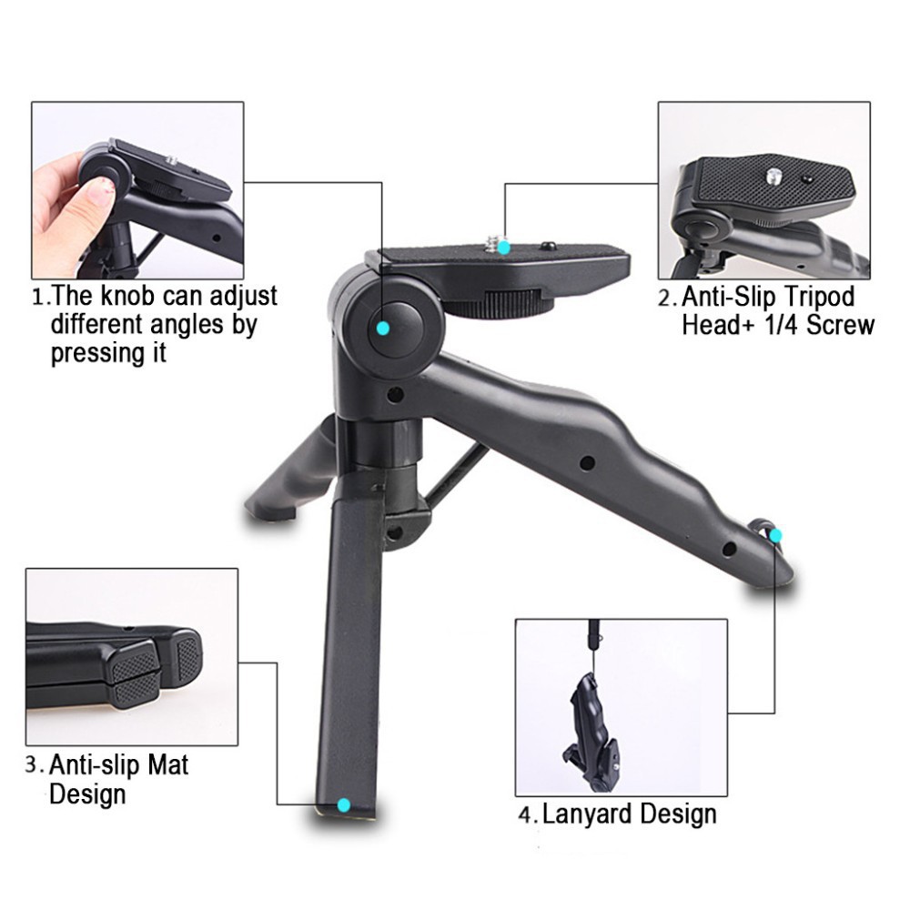 TRIPOD STAND CAMERA SMARTPHONE FOLDING - HITAM