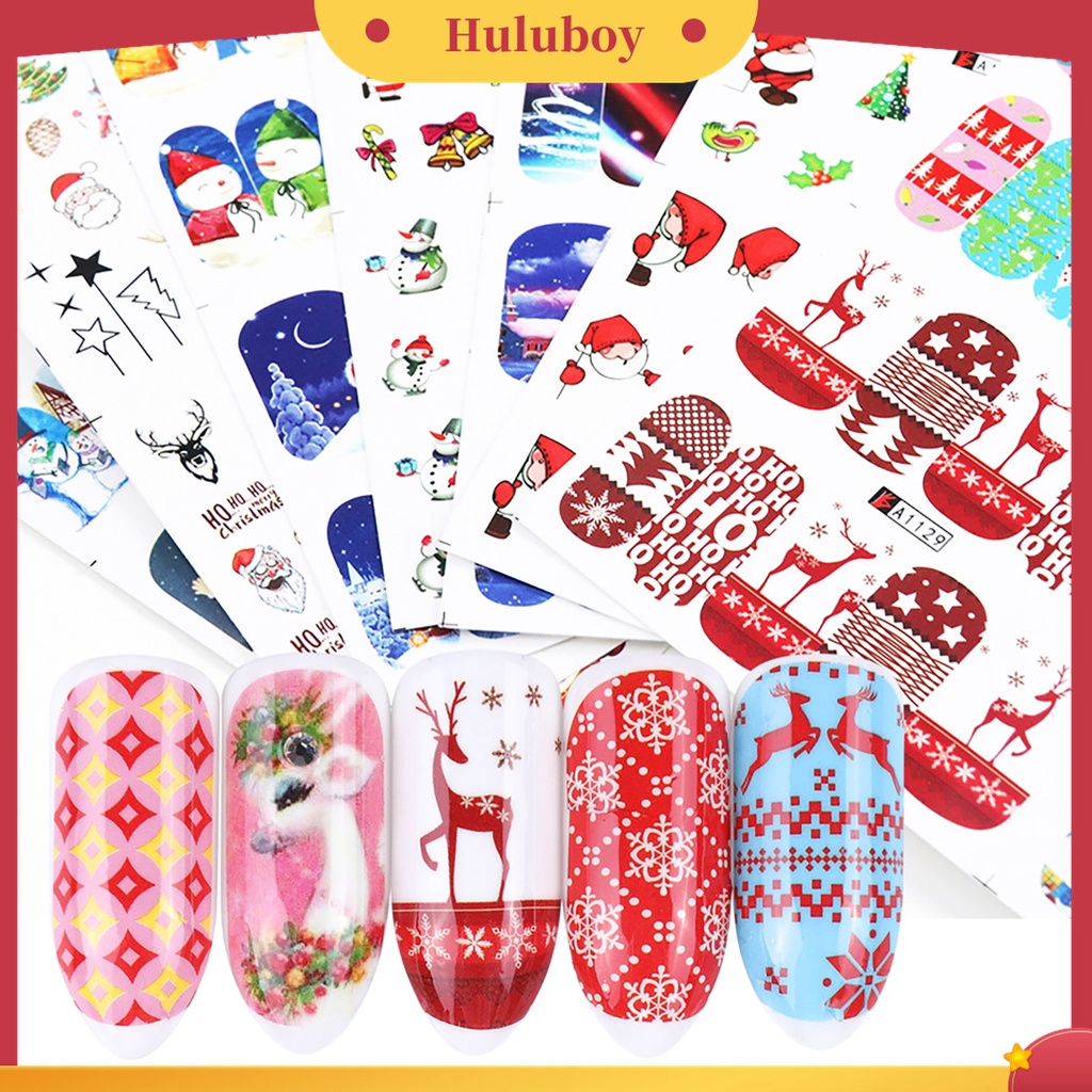 Huluboy Huluboy♡ Stiker Kuku Motif Natal 3D Untuk Manicure