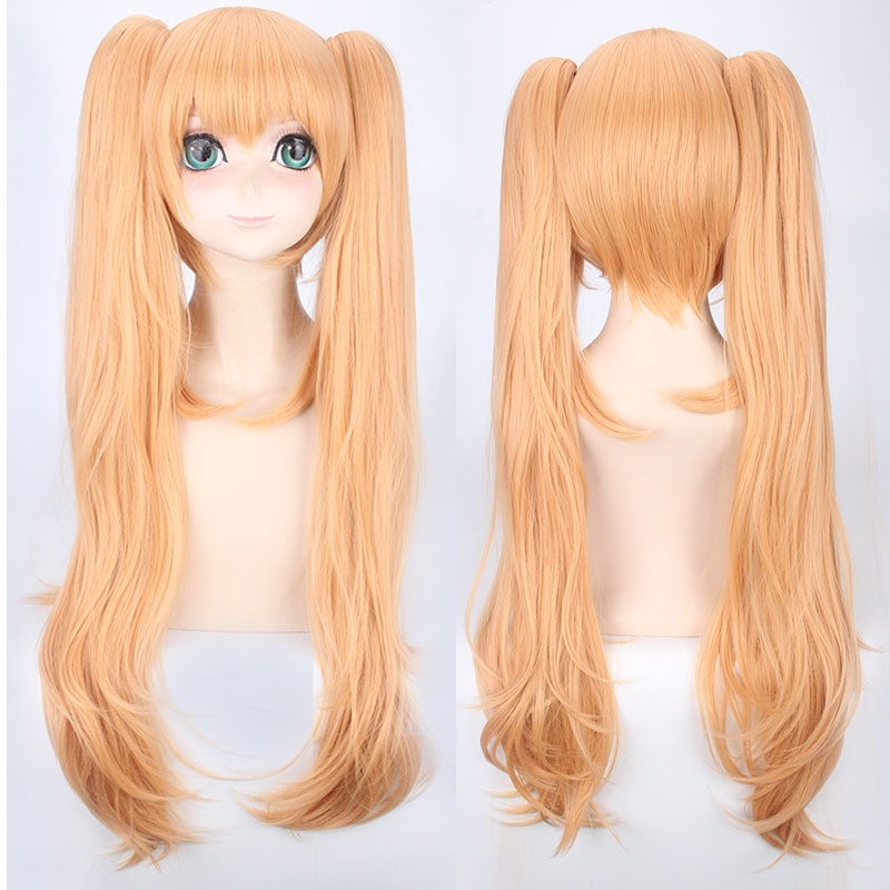 LOL-123 wig clip on rambut palsu daily lolita cosplay blonde orange naruto twintail