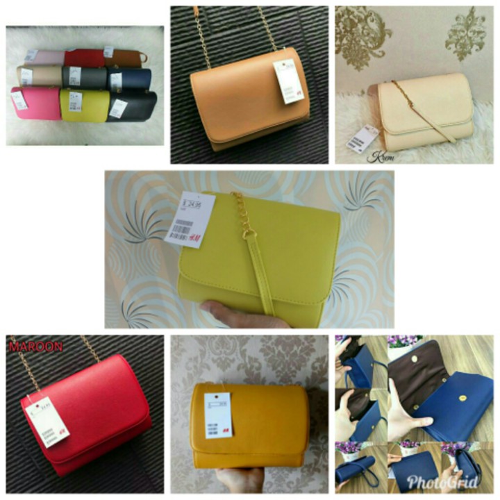 TAS WANITA SELEMPANG H&M /TAS DOMPET PESTA (FREE SENDAL POM-POM)