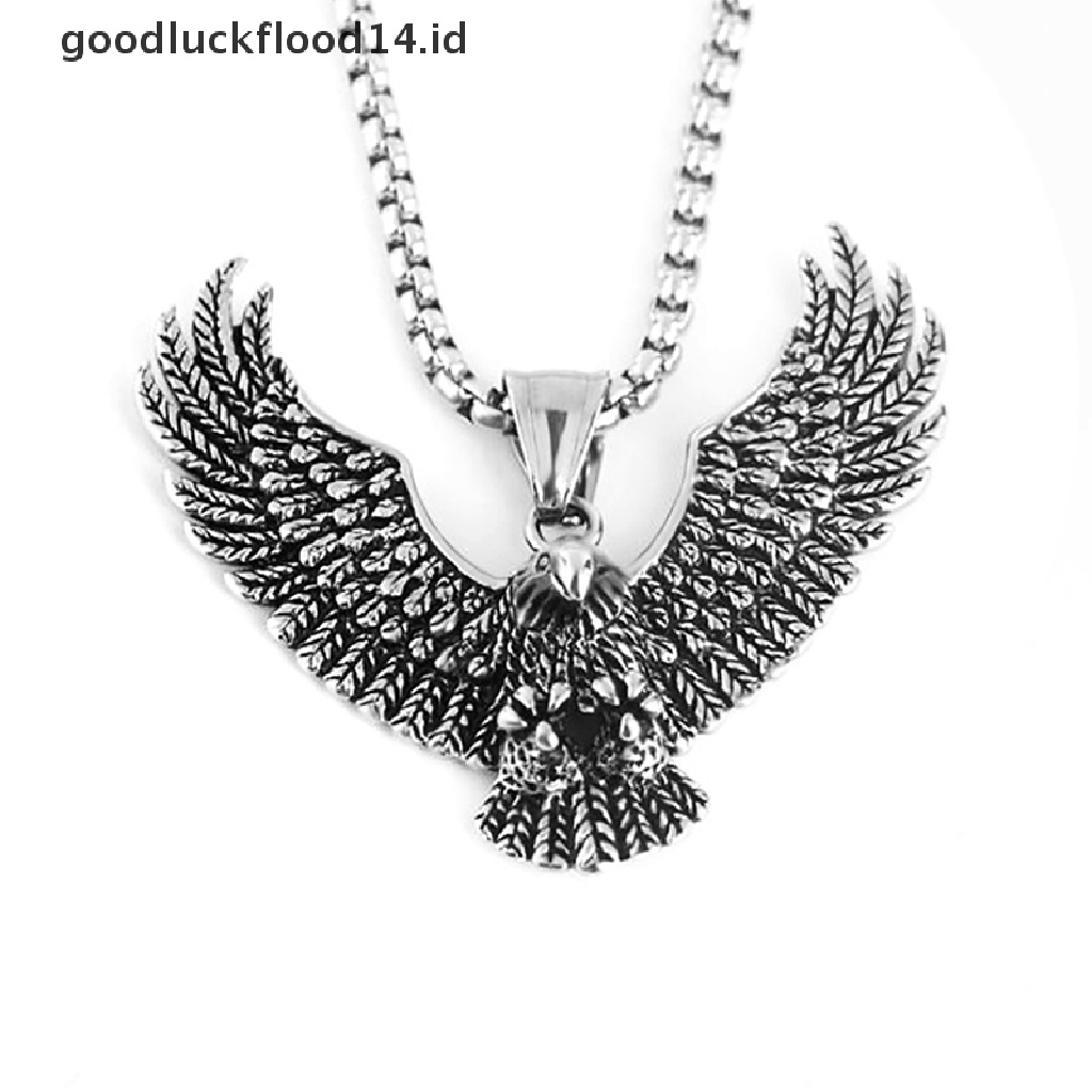 [OOID] Mens Stainless Steel Vintage Flying Eagle Pendant Necklace Spiritual Jewelry ID