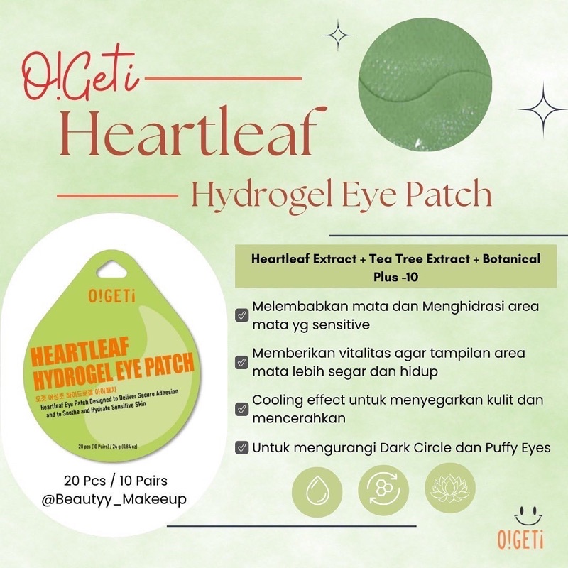 Ogeti Hydrogel Eye Patch Heartleaf /Blacktea/Collagen 10 Pairs