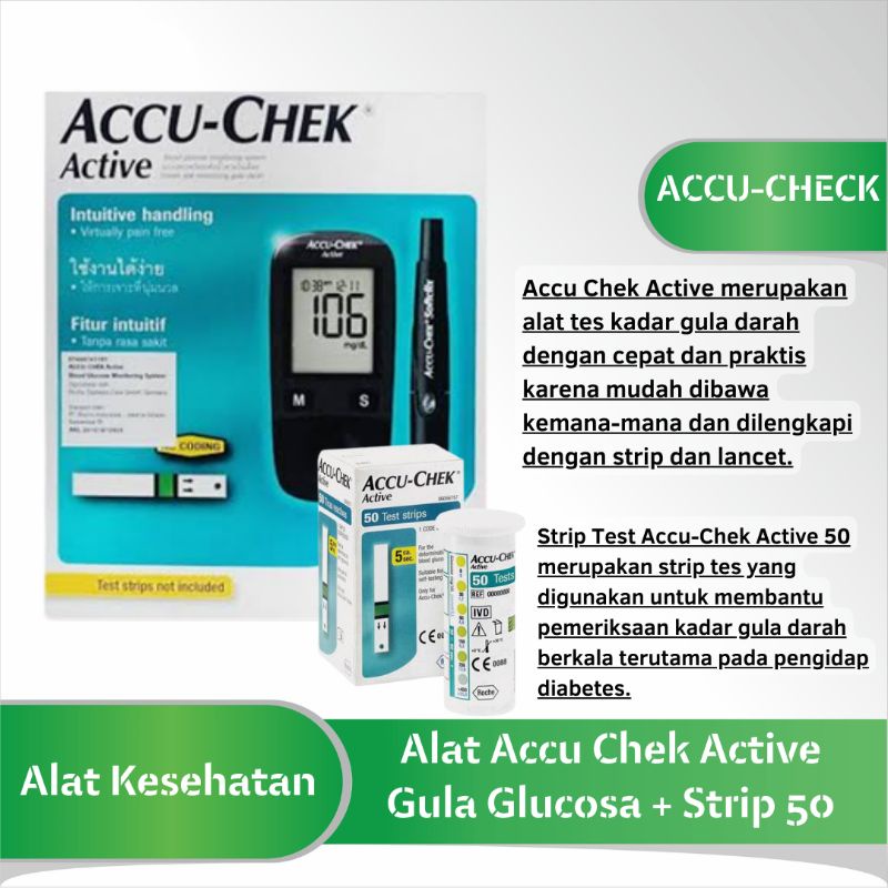 Jual Alat Accu Chek Active Glucosa Strip 50 Alat Accu Check Aktif Dan