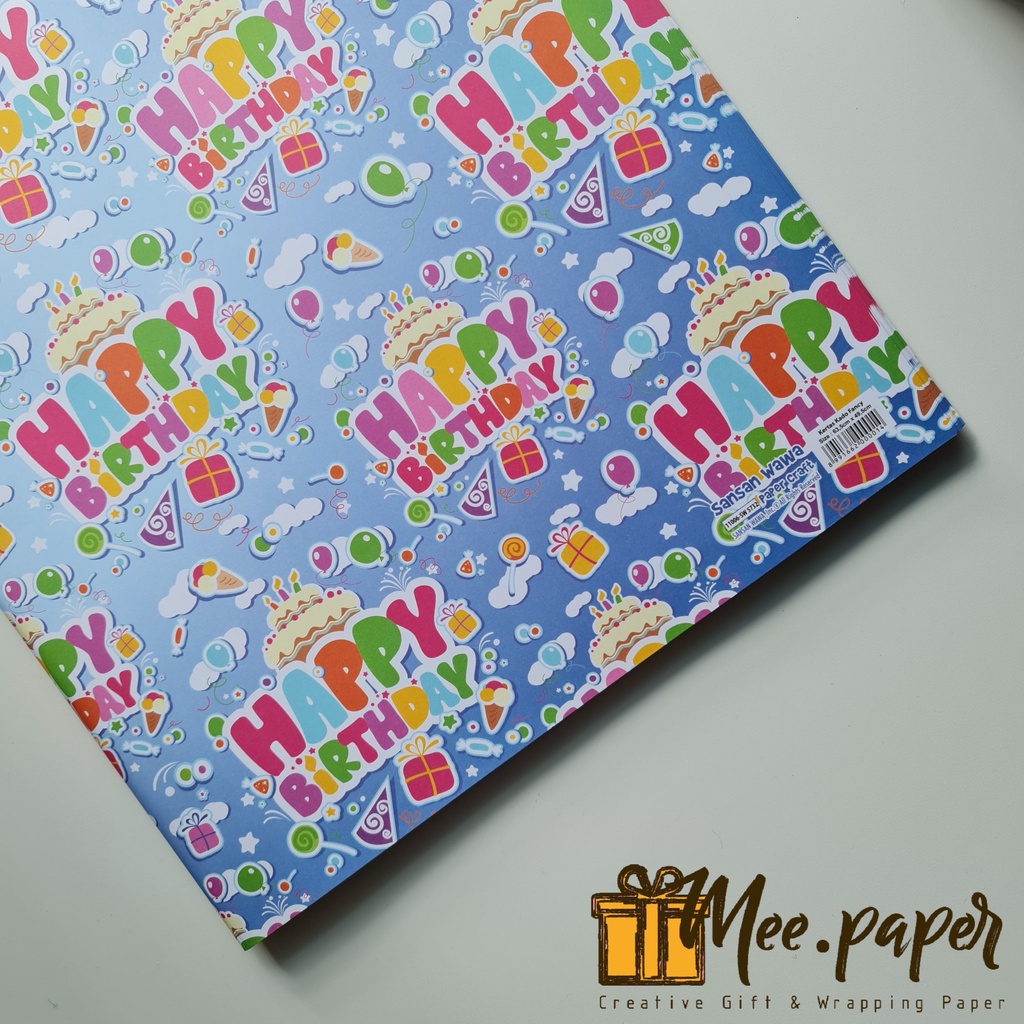 Jual Kertas Kado Sansan Wawa Motif Hbd 23 Gradasi Blue Bungkus Wrapping Paper Shopee 5915