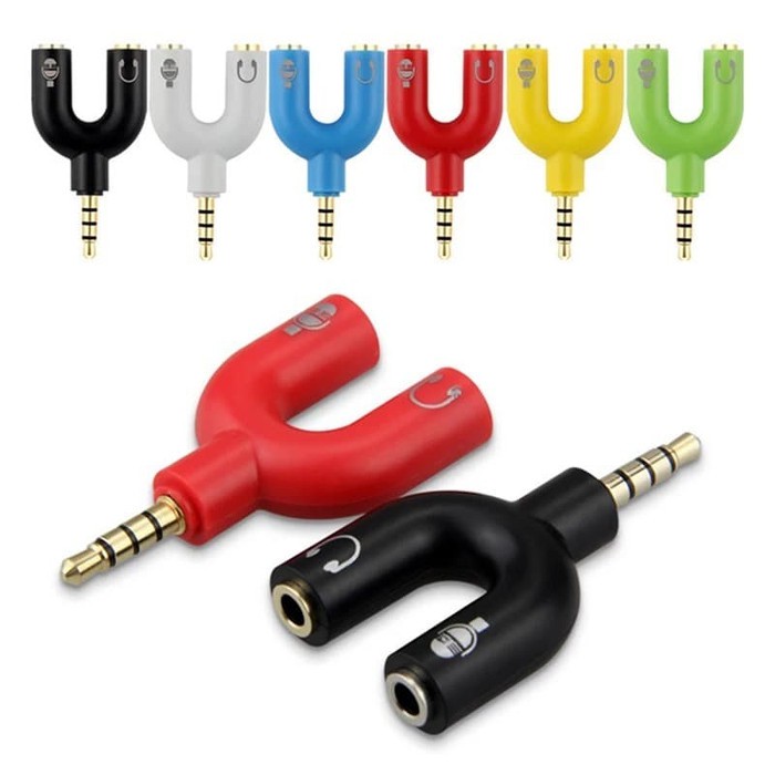 Jack Aux Mic Audio 3.5mm Converter Cabang Mic dan Audio 1AM2