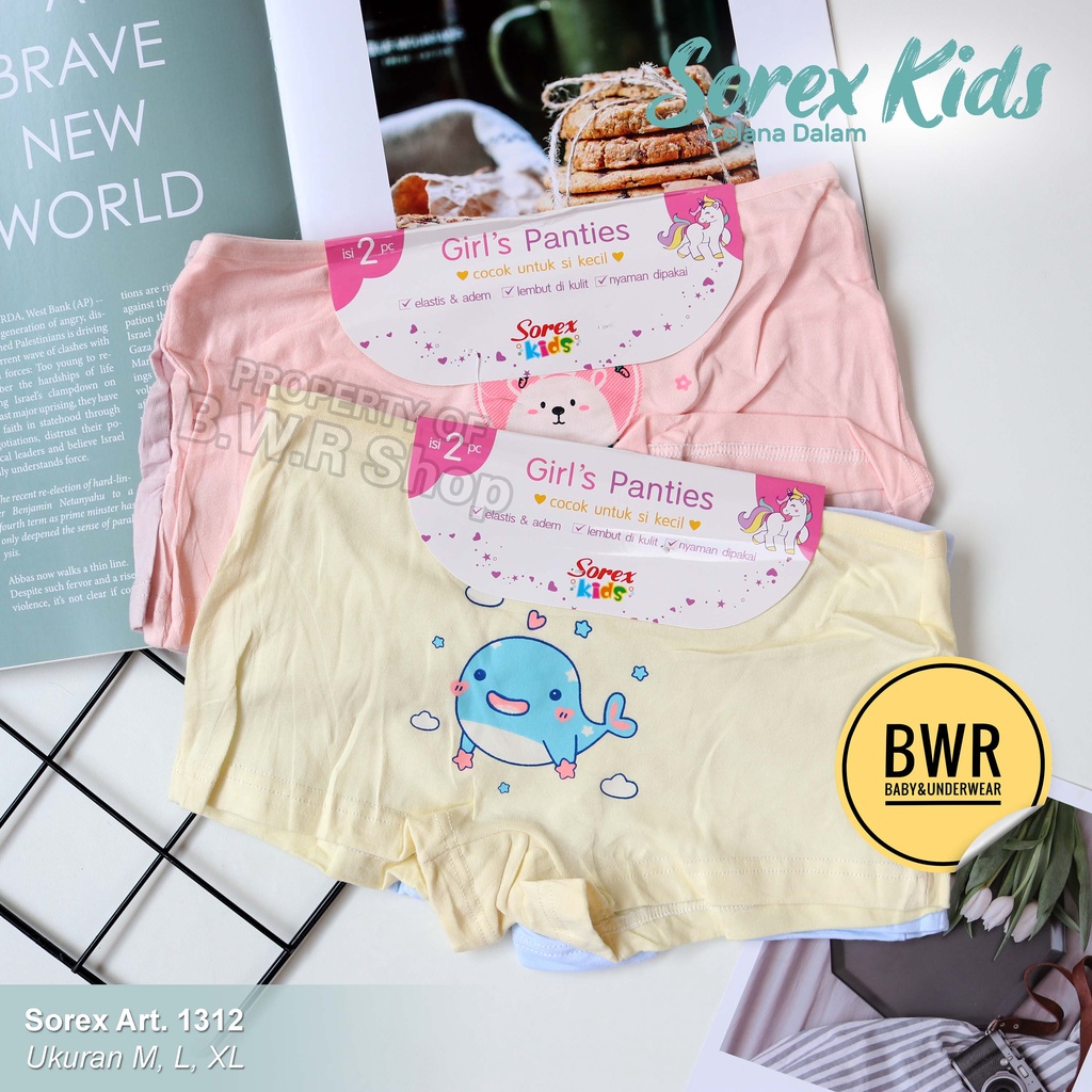 [ 2pc ] CD Boxer Sorex 1303 1310 1311 1312 1313 1314 1315 / Celana Dalam Anak SD / Boxer Anak Perempuan Motif Lucu Terbaru | Bwr
