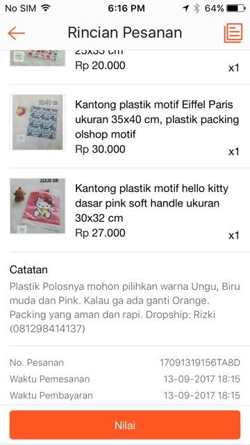 Kantong Plastik Polos, Plastik Packing Olshop Ukuran 25x35 Cm