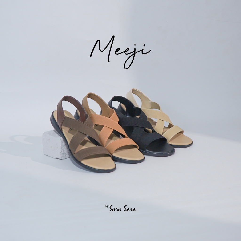 Sara Sara Meeji Sendal Flat Tali Silang Wanita Casual Backstrap Murah Terbaru Size 36-40