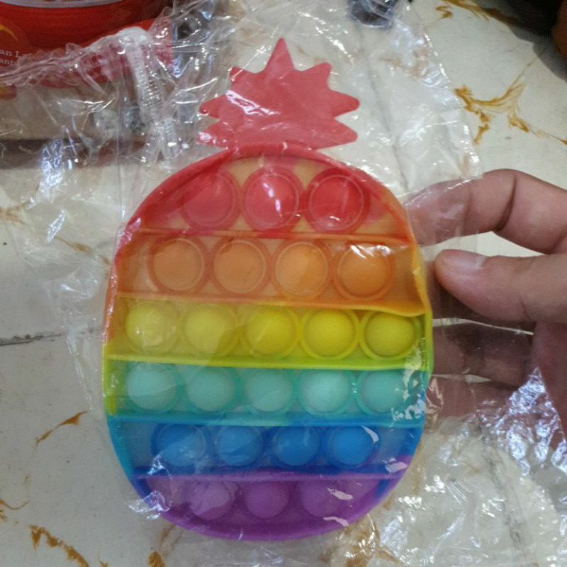 Pop It Buah Apel Strawberry Nanas, Kaki Rainbow | Popit Jerapah Rainbow-Nanas Rainbow
