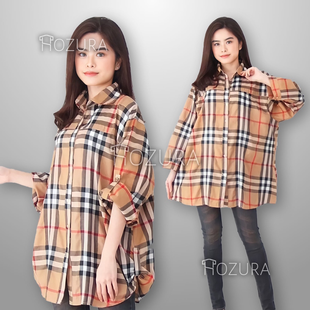 HOZURA - Kemeja Jumbo Wanita Erin - Kemeja Lengan Panjang Wanita LD 132cm PJ 74cm XXL-XXXXL - Kemeja Oversize - Kemeja Kotak Kotak - Kemeja Bahan Katun Union11 - Kemeja Wanita Xxxl  Kemeja Wanita Jumbo Ld 120 Atasan Jumbo Wanita Kemeja Felona - Blouse