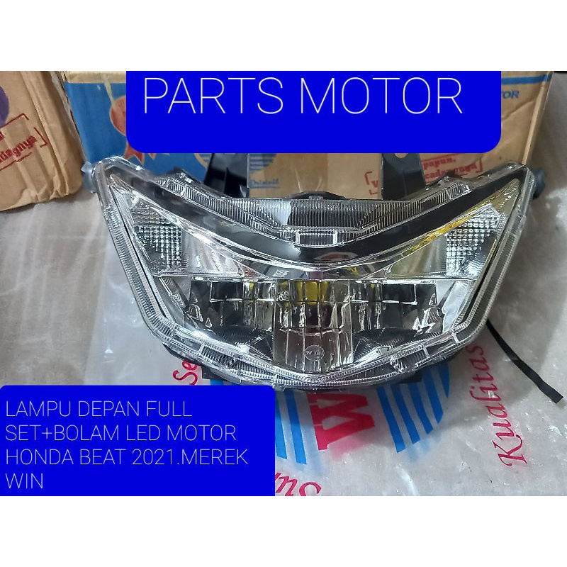 LAMPU DEPAN FULL SET+BOLAM LED.MOTOR HONDA BEAT 2021 LED.MEREK WIN