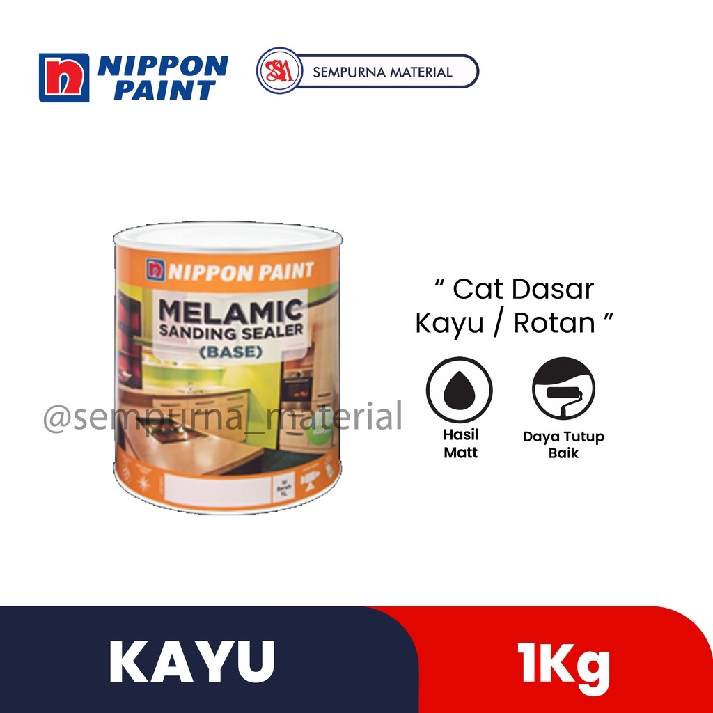 Cat Kayu Nippon Paint Sading Melamic - Sealer 1kg - Putih