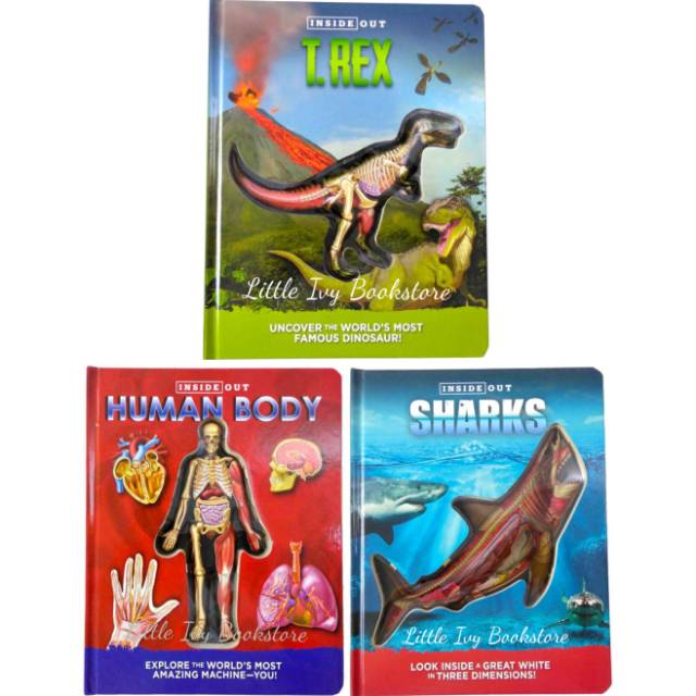 Inside Out T-Rex / Human Body / Sharks. Buku Anak Import