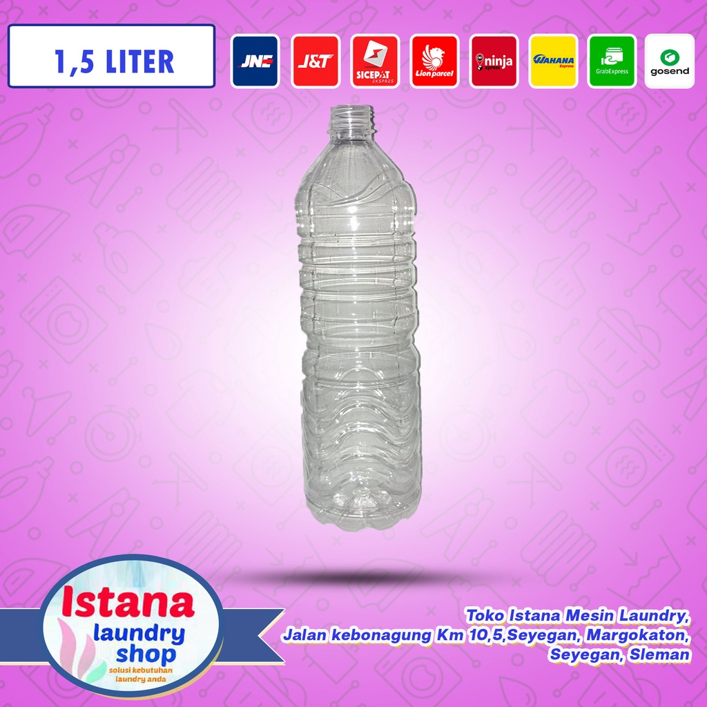 Botol plastik 1,5 liter baru plus tutup segel
