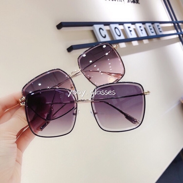 Kacamata Wanita Pria Premium Fashion Kotak Metal Korean UV Sunglasses-3