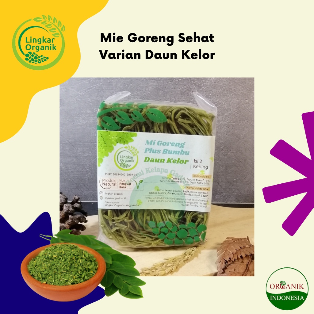 

Lingkar Organik Mie Sehat Goreng Bumbu varian Daun Kelor isi 2 NON MSG Rendah Gluten