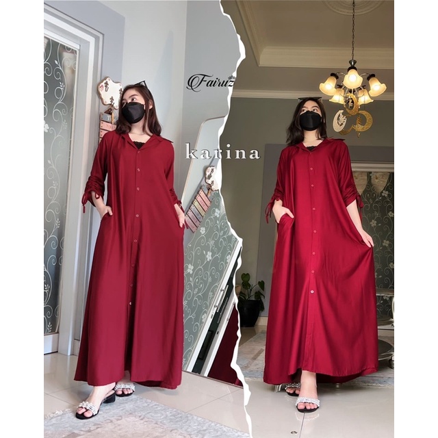 Daster Arab Fairuz KARINA Dress Rayon kerah kemeja