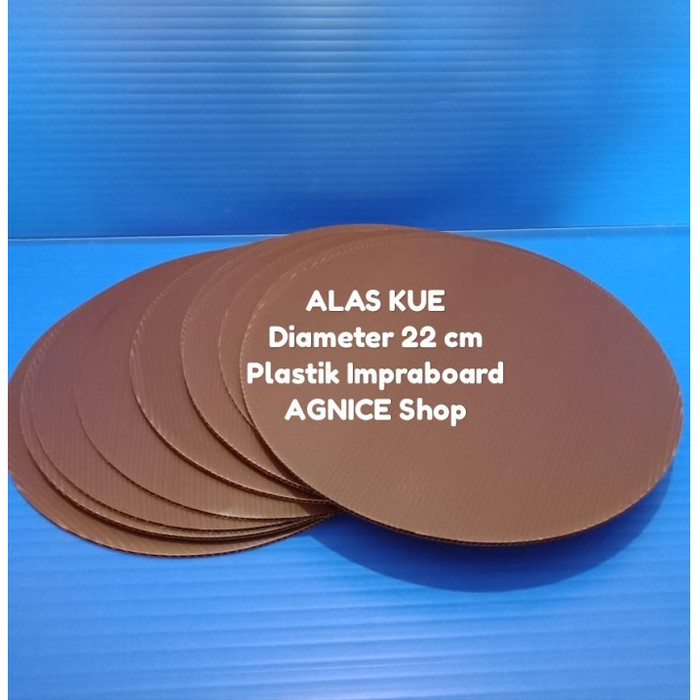 Alas Kue Bulat Diameter 22 cm x 3mm Coklat Tatakan Plastik Impraboard - Cokelat