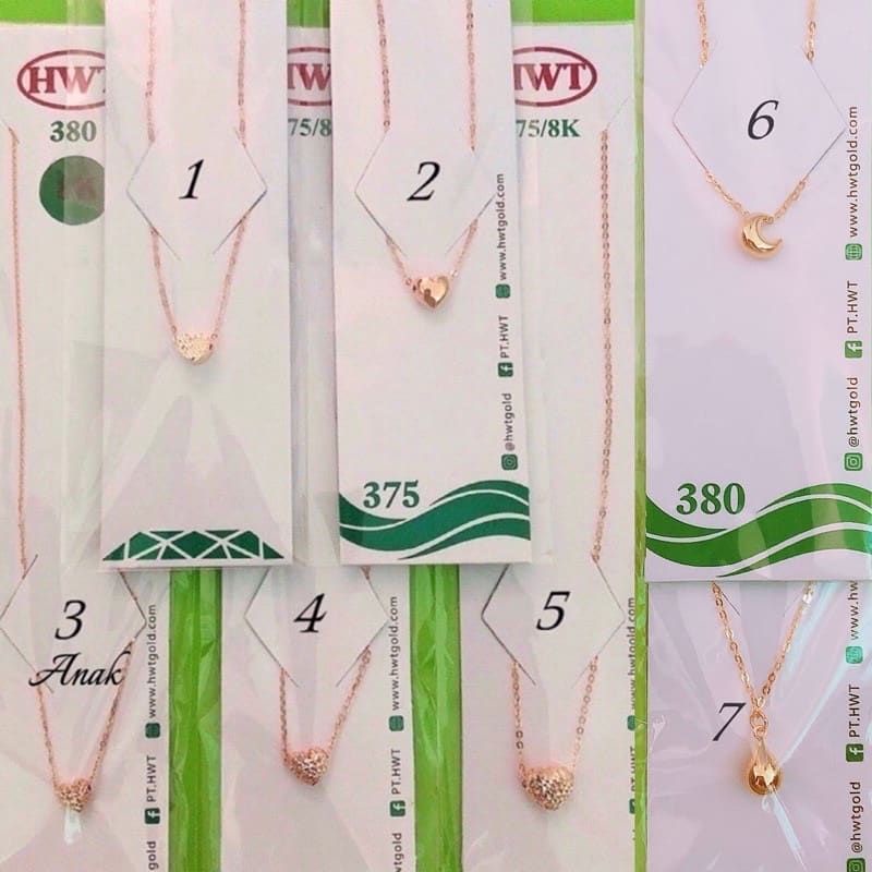 Kalung Anak dan dewasa love, bulan, tetes 3D berat ringan HWT kadar 375 8K