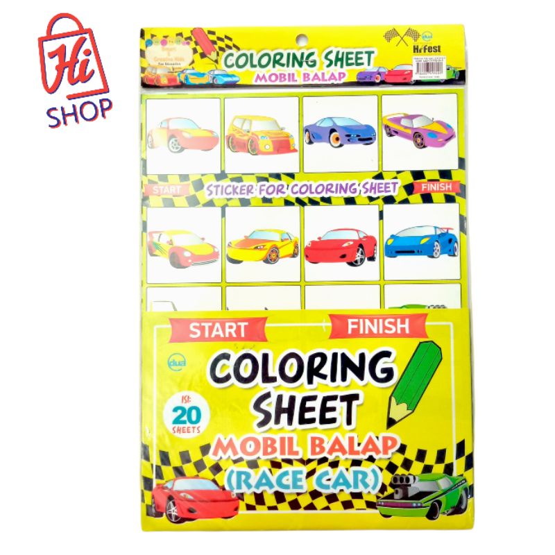 

Coloring Sheet - Mewarnai Mobil Balap