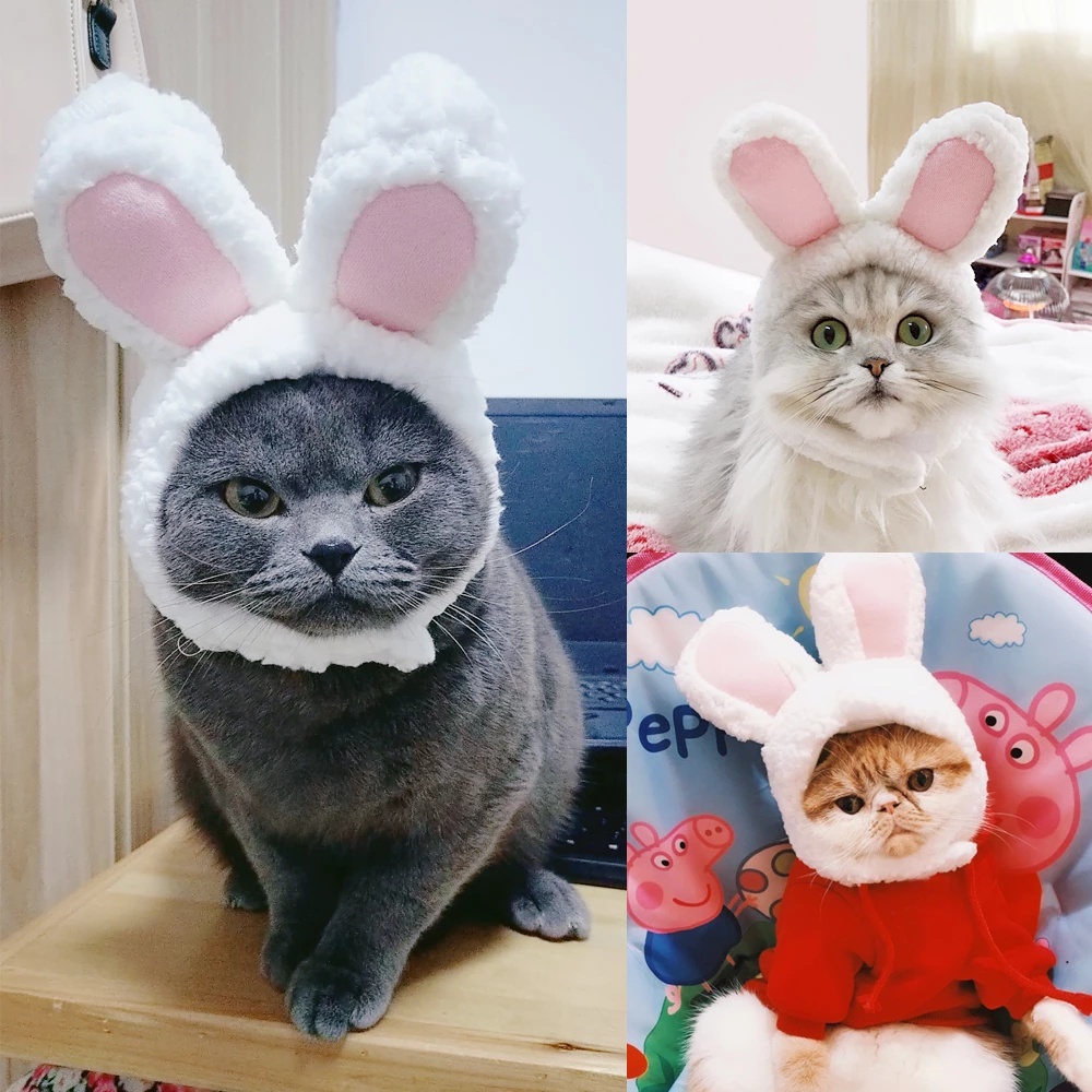 Topi Telinga Kelinci Bahan Plush Untuk Kostum Cosplay Kucing Anjing Peliharaan