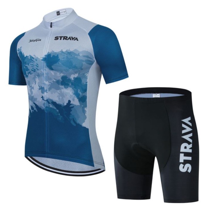 Baju Jersey Set Sepeda STRAVA Celana Padding Bahan Premium II