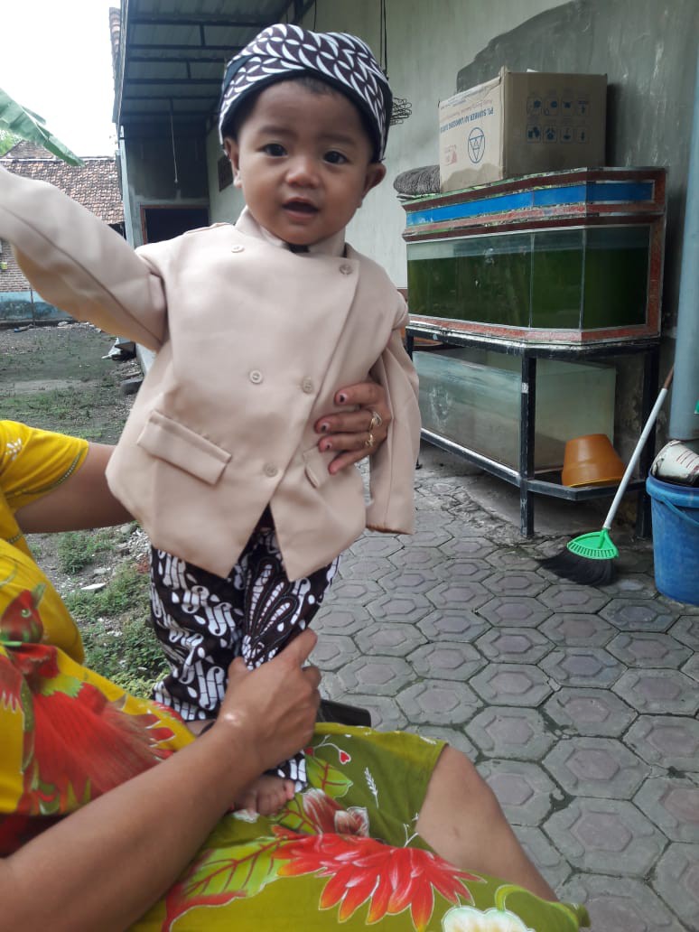 Beskap Anak | Beskap+celana Batik Putih+blangkon Samurai | Beskap Bayi | Beskap Balita Murah