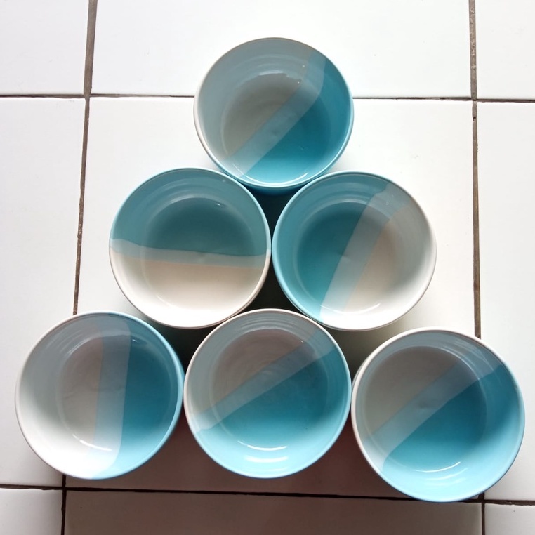 Mangkok Keramik Two Tone Dua Warna Mangkuk Bulat Kaibon