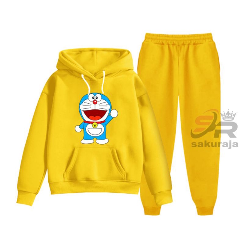 setelan hoodie doremon anak model korea kekinian/umur 3-17 tahun bisa COD