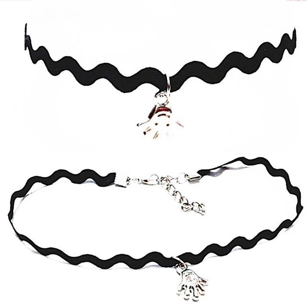 Zigzag Choker Necklace Smiley Hand Silver | Kalung Handmade