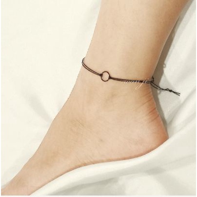 AB-12 Gelang Kaki TINY BLACK RING Mini Tiny Super Simple Cute Anklet Bracelet