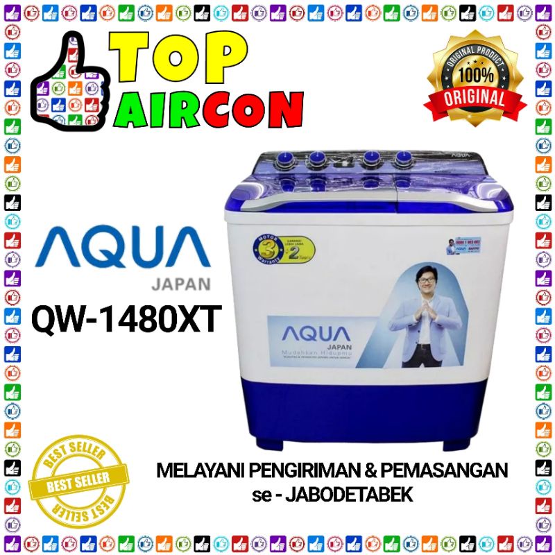 MESIN CUCI AQUA 2 TABUNG QW - P 1480T 14kg mesin cuci Aqua 14kg.