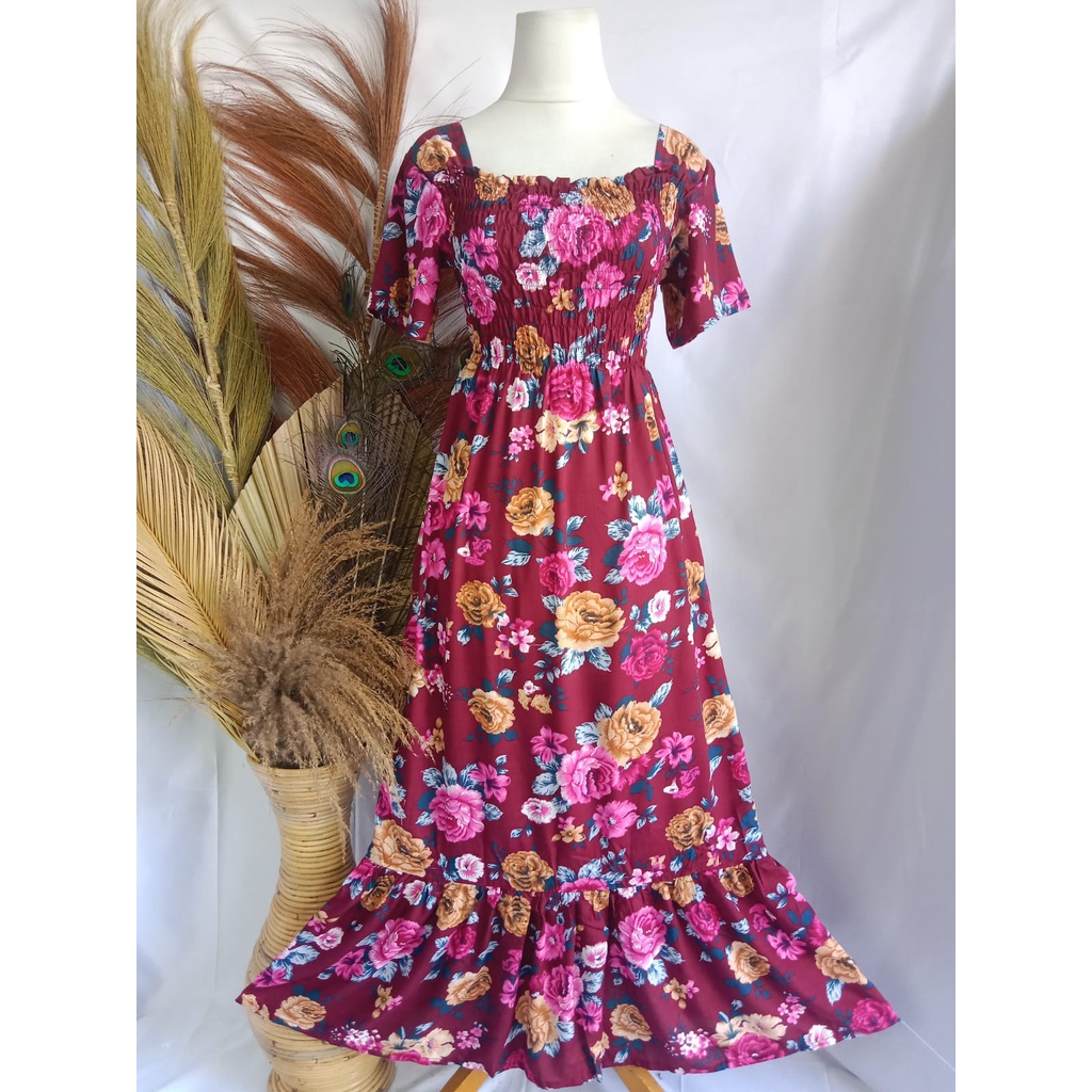 VANESSA REMPEL/ DASTER KERUT DADA REMPEL / DASTER SMOK-MAWAR MAROON