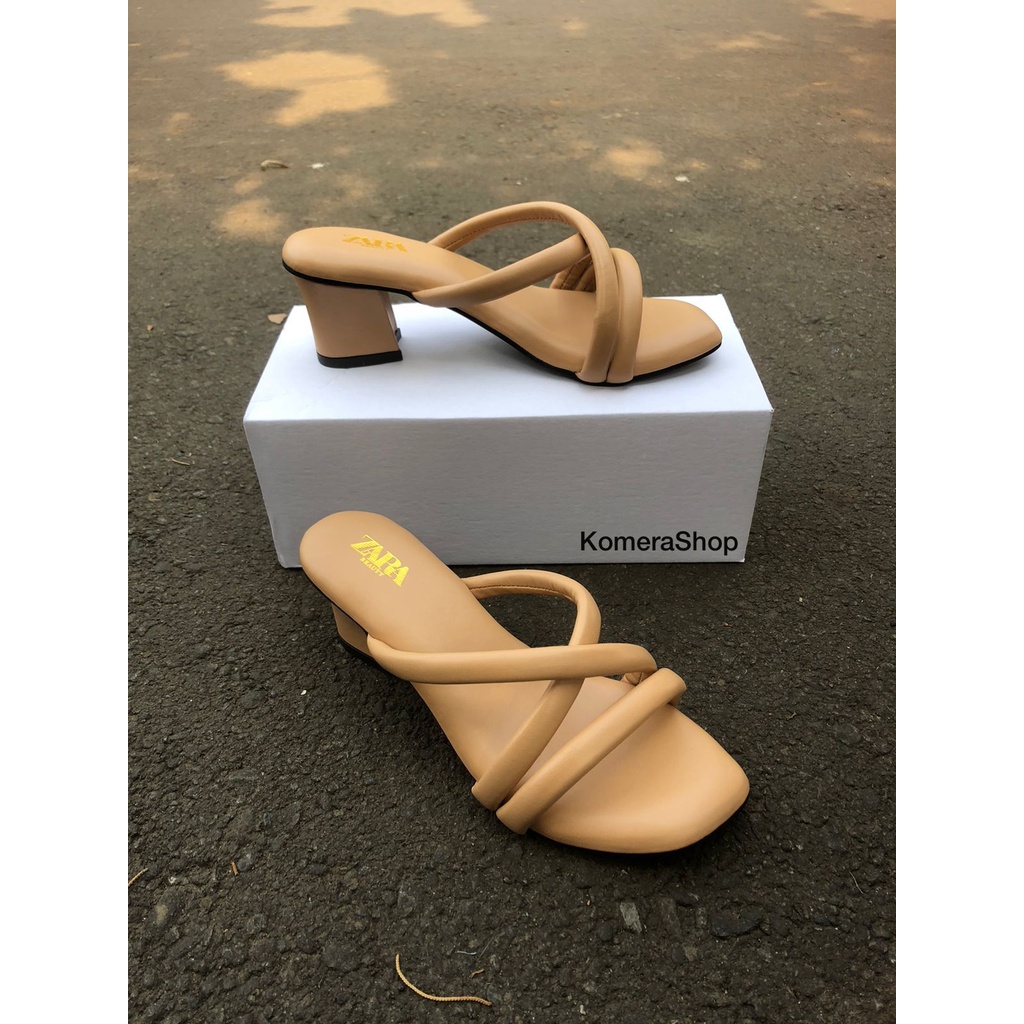 SANDAL WANITA HEELS ZARRA PREMIUM SILANG - TALI- BY KOMERASHOP