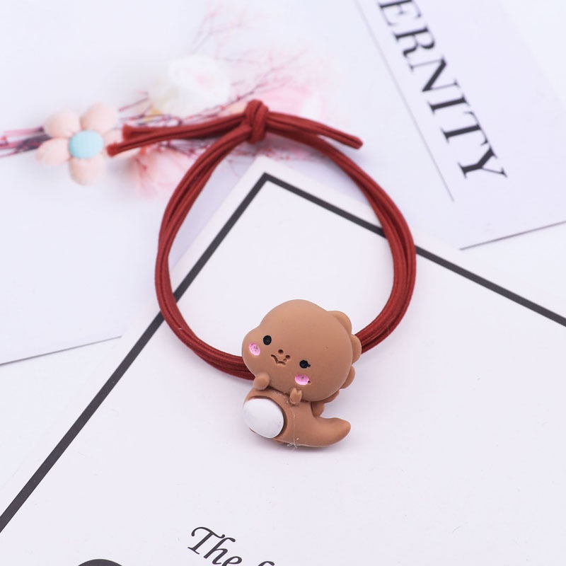 Korea Lucu Kartun Dinosaurus Ikat Rambut Warna Karet Gelang Kepala Tali Rambut Aksesoris ANTOP-Coffee