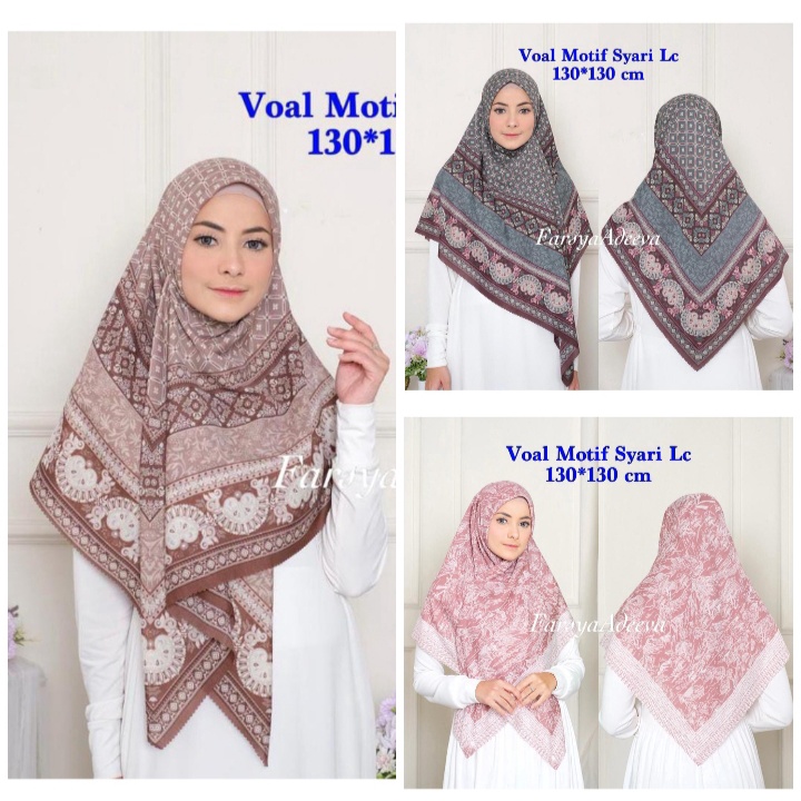 Hijab Motif Syari Terbaru Segiempat motif syari Lasercut 130x130  HIJAB VOAL SYRAI MOTIF SERAGAMAN SAFA HIJAB