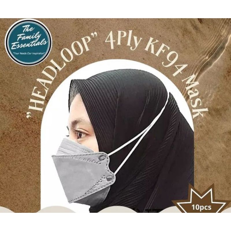 Masker KF94 Hijab Isi 10 Pcs (Warna Abu-abu)