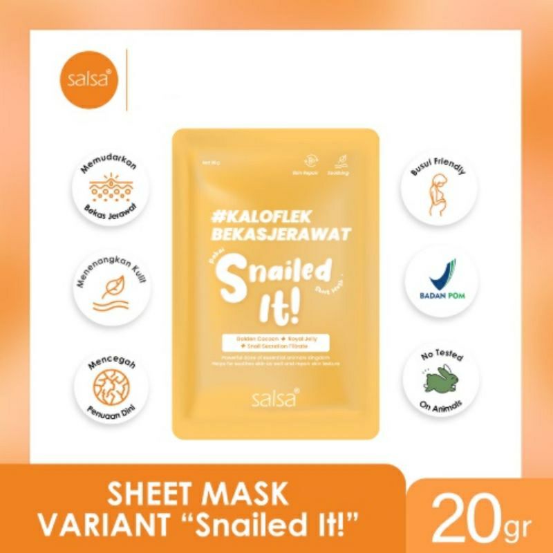 SALSA Cosmetic Sheet Mask - Daily Face Masker Wajah Hyaluronic Vitamin ABC Snail