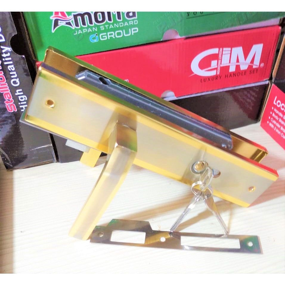 gagang kunci pintu besar full set GP/GOLD