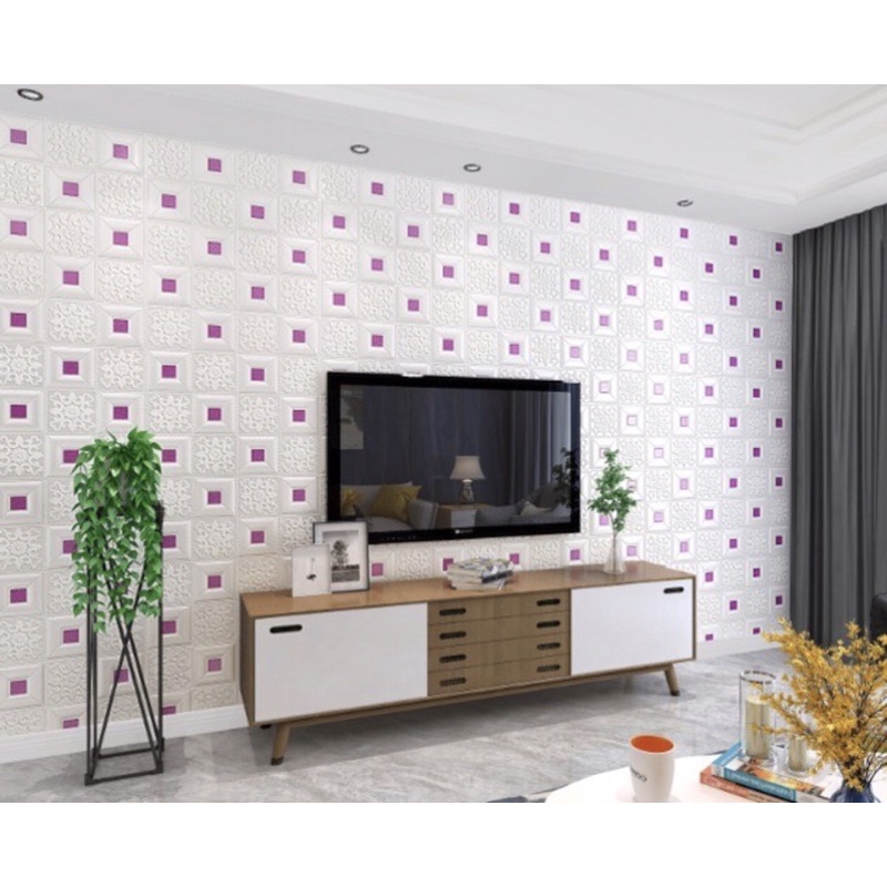 Wallpaper dinding 3D foam motif batik premium-1