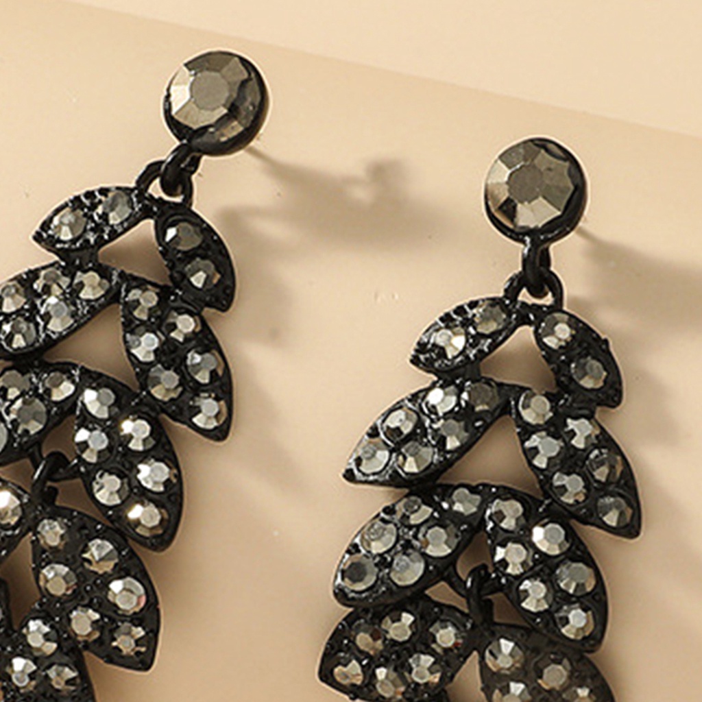 Hu Hu Hu Hu Hu Alat Bantu Pasang Kacamata♡ 1 Pasang Anting Juntai Bentuk Daun Aksen Berlian Imitasi Gaya Vintage Untuk Pesta Cocktail