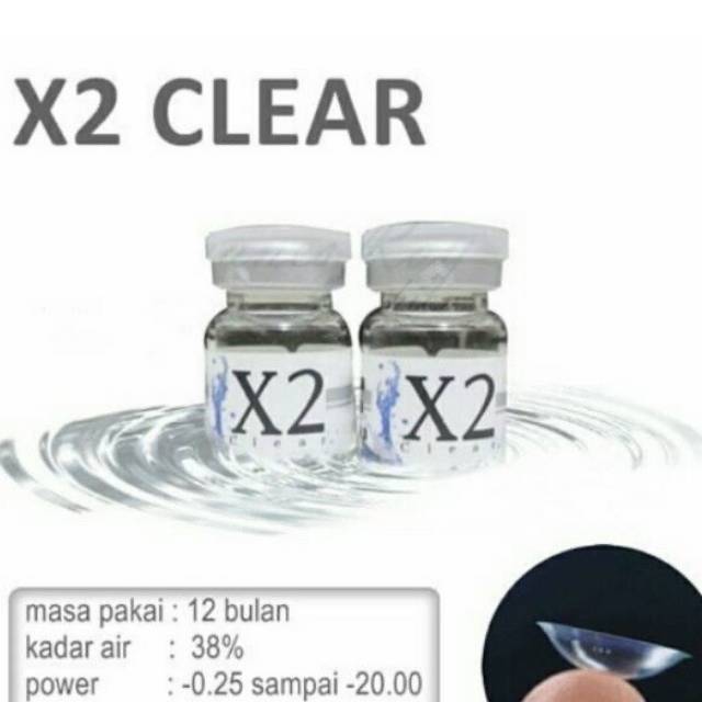 Softlens Bening X2 CLEAR Tahunan By X2 Exoticon / Minus Hingga -20,00 / Bisa Beda Minus / Soflens Bening / X2 Clear / Softlens Clear