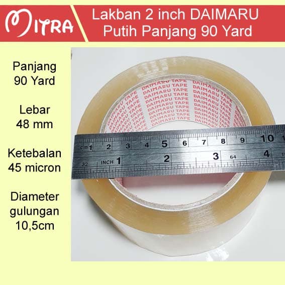 

PEREKAT-PENGIKAT- LAKBAN DAIMARU PUTIH / BENING | LEBAR 2 INCH | PANJANG 90 YARD -PENGIKAT-PEREKAT.