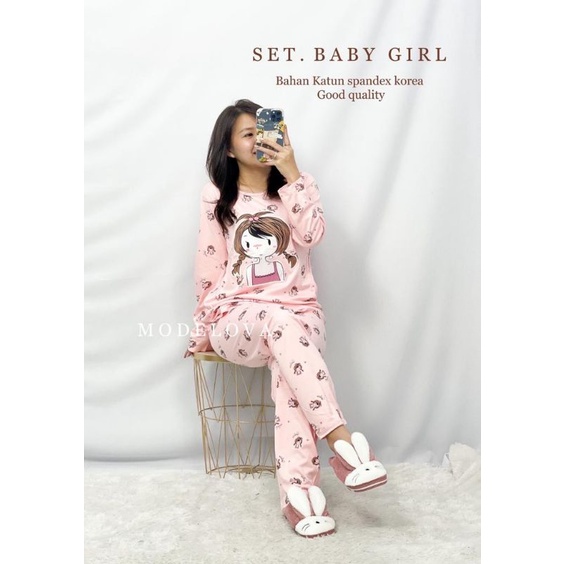 MDLV ~ Baju Tidur Set Baby Girl PP Baju tidur Dewasa Lengan Panjang Celana Panjang Set Piyama Import Fashion Import