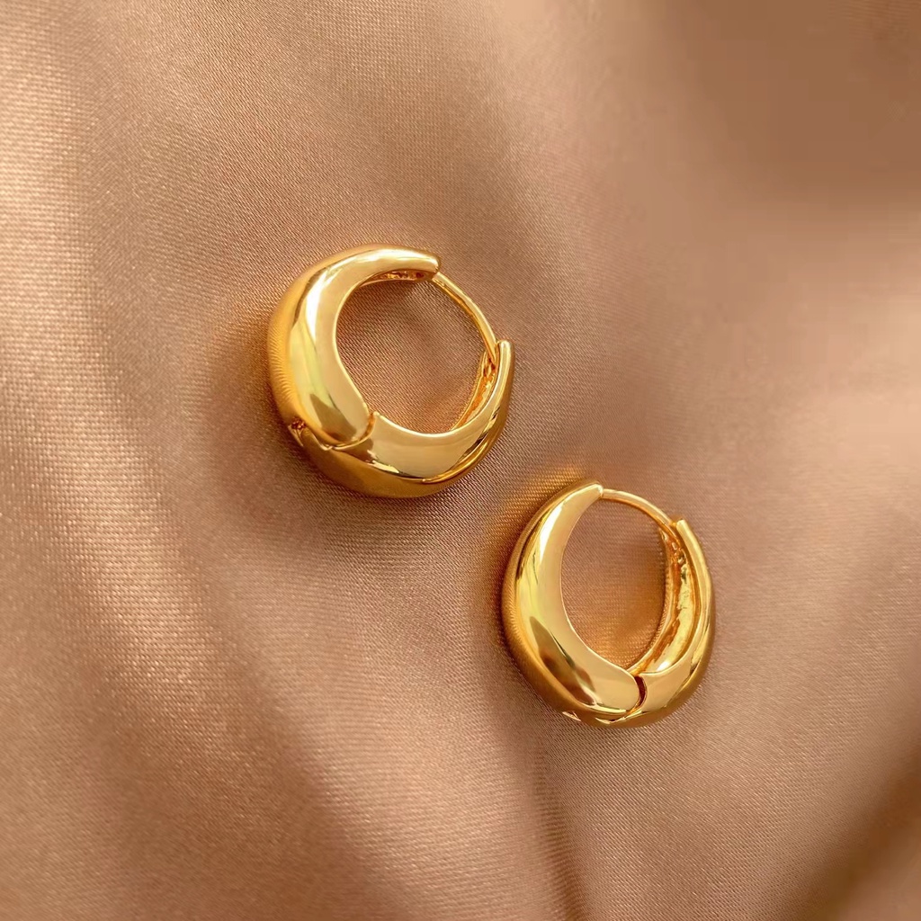 2022 Anting Hoop Bahan Metal Gaya Korea Klasik Untuk Wanita