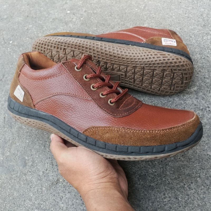 SEPATU SNEAKERS CASUAL PRIA KULIT ASLI MEWAH COKLAT