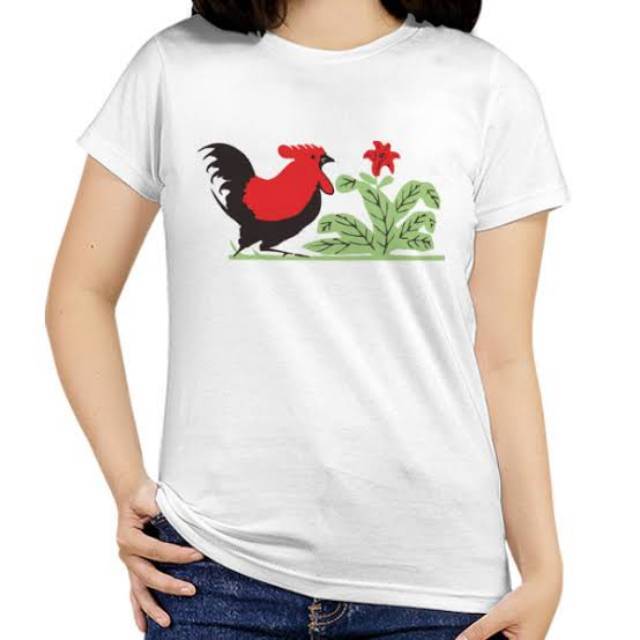 Kaos Wanita Murah AYAM JAGO Sablon Print DTF Cotton Combed 30s