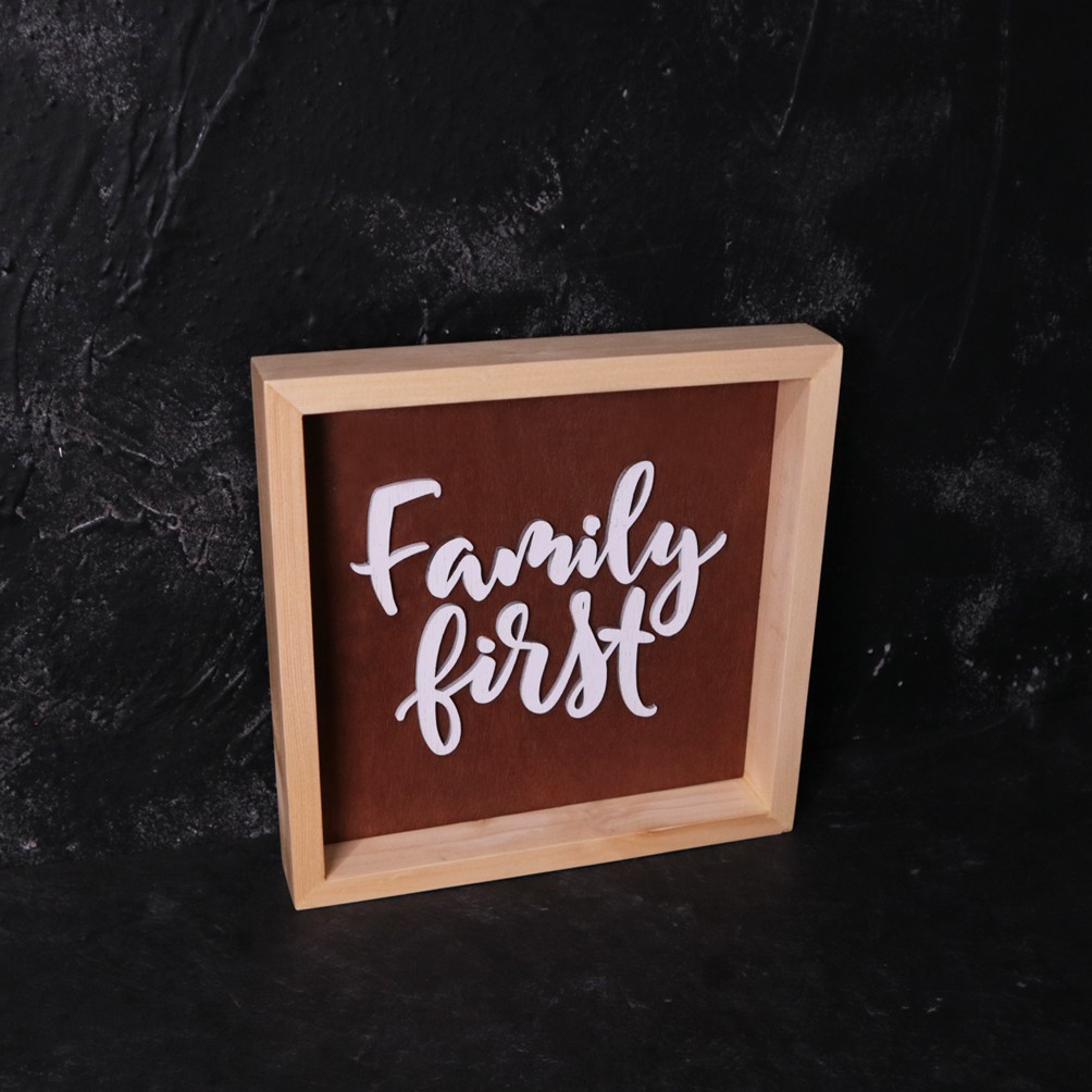 Magna Wooden Frame | Family First | Hiasan Dinding Kayu