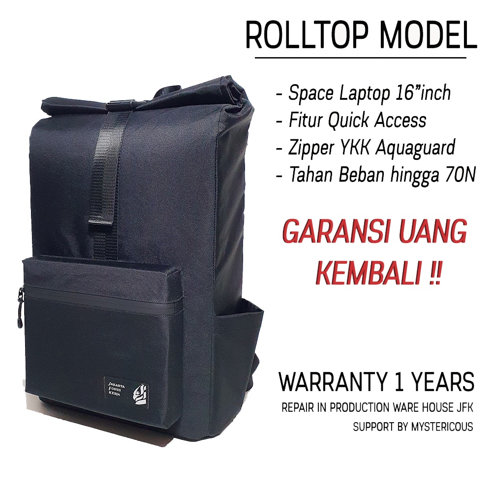 Jual Tas Ransel / Backpack Rolltop by JFK No.322 - Garansi Resmi 1