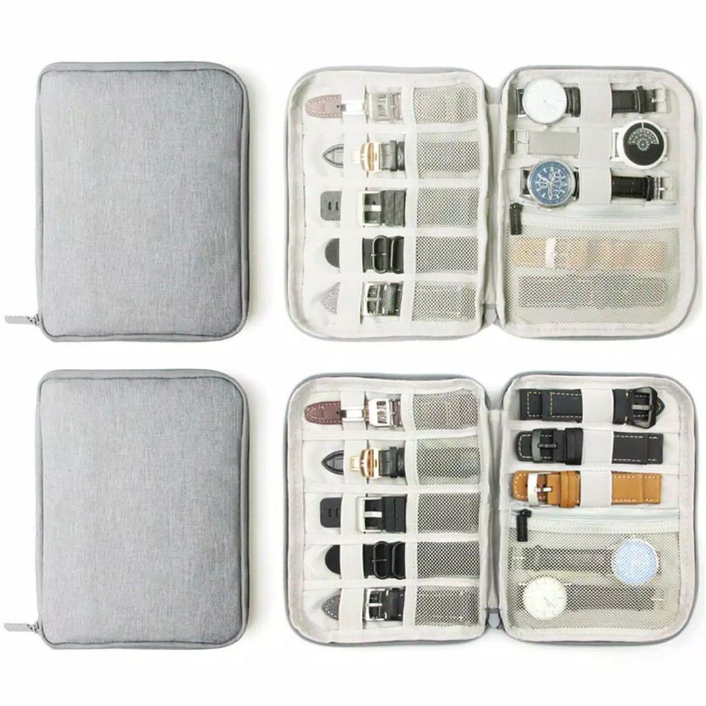 Strap watch Organizer Bag pouch Portable Travel Tas jam tangan charger